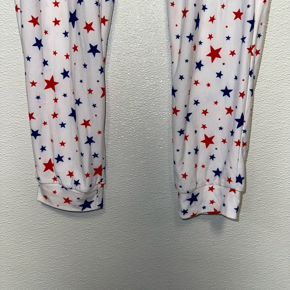Women's Love Streak Jogger Pants Size M White Red Blue Stars Stars Loungewear - Picture 6 of 8
